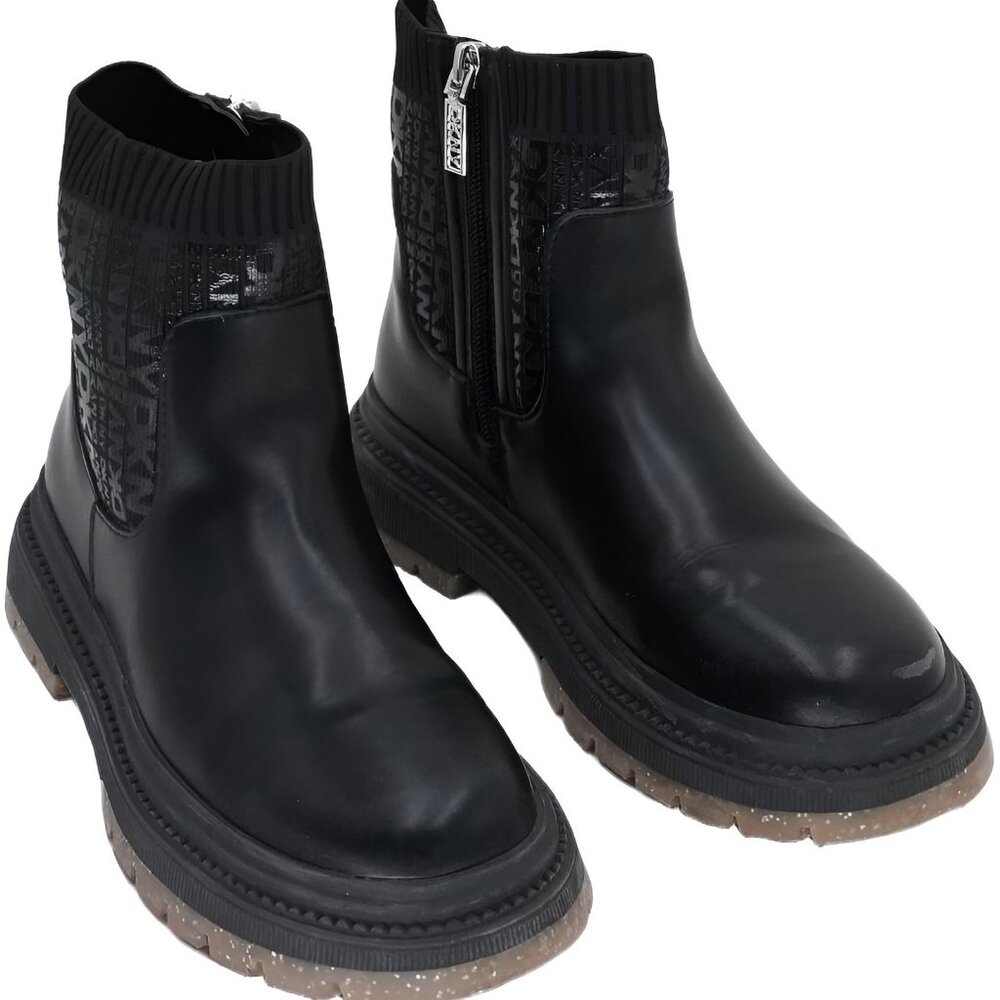DKNY Girls Crissa Stretch Lug Boots Black Size 4